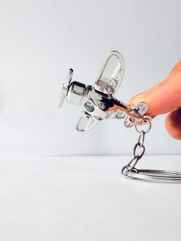 Aircraft Keychain – Polished Silver Finish - Image 4