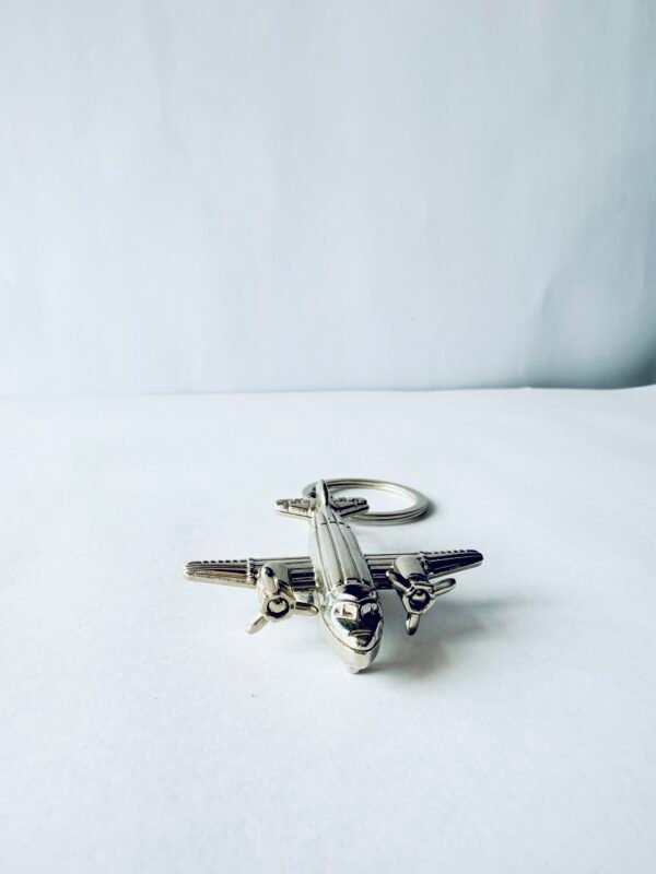 Premium Airplane Metal Keychain – Silver Finish - Image 2